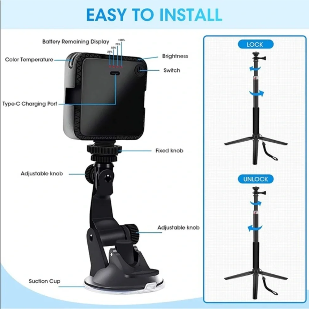 Streaming Video Conference Lighting Kit with Tripod Stand & Suction Cup